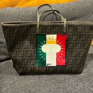 Rare Fendi Zucca Roll Flag Tote